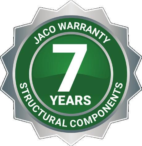 That s why we can back every Jaco UltraLite 50 cart with a 7-year warranty on structural components, and a 3-year warranty on electronic components.