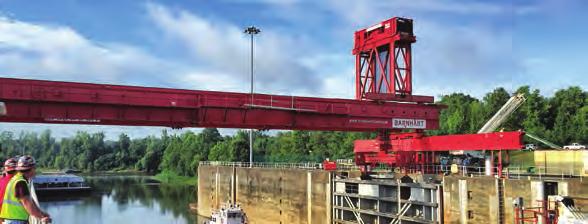 Barnhart used a 300-ton crane with Superlift to assemble the girder system. The girders were 150 long spanning the 110 width of the lock.