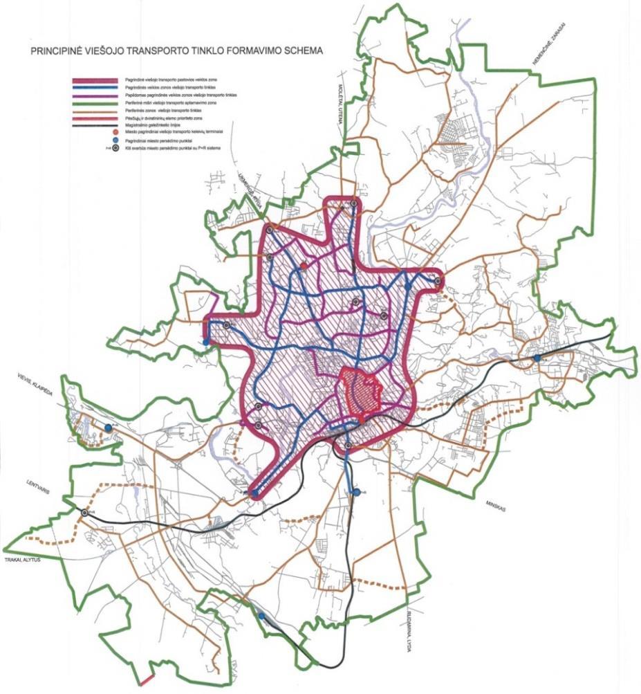 ~ 55% territory of Vilnius city belongs to non effective PT service level. PT network optimization scheme Main city activitie zone, where are about 75% of the population and work places.