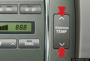 9 Air flow controls 10 A/C switch Press the AUTO button. Adjust the temperature using the TEMP button.