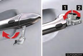 If the electronic key does not operate properly Unlocking and locking the doors To unlock or lock the vehicle, use the mechanical key to remove the lock cover on the driver's door handle.