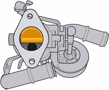 Exhaust system Function The exhaust gas cooling system is active at coolant temperatures of less than 34 C. The flap closes the cooling tube, and the bypass is opened.