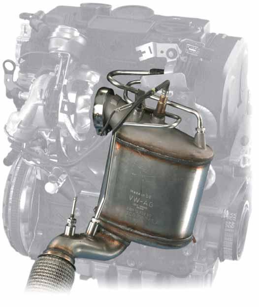 Diesel particulate filter The diesel particulate filter is combined with an oxidising catalytic converter to create a unit.