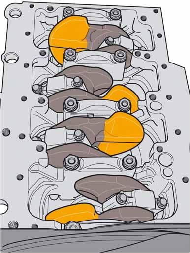 These modifications in crankshaft design help to reduce the peak loads acting on the crankshaft bearings. There is less noise emission due to natural movement and vibration of the engine.