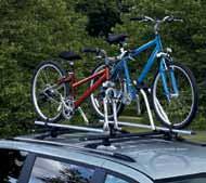 Hitch-Mount Carriers come in two-bike and four-bike (both fit 2-inch receivers) styles that fold down to allow