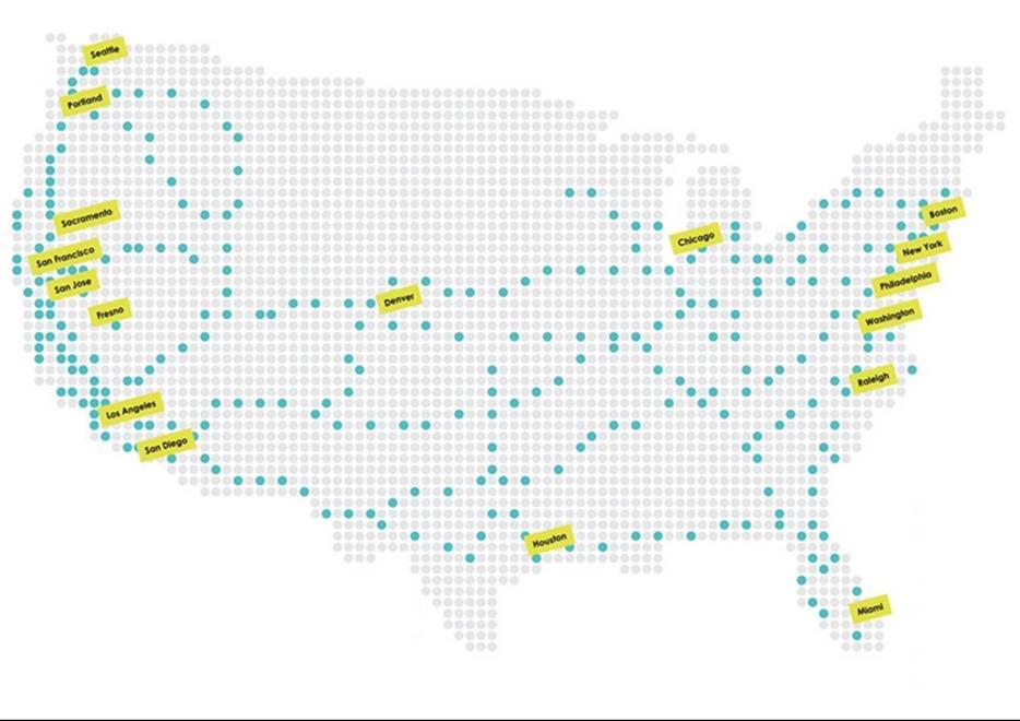 Electrify America Planned EVSE Installations Plan includes I-70 in Kansas.