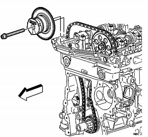 10. Remove and discard the exhaust camshaft position actuator bolt. 11. Remove the exhaust camshaft position actuator.