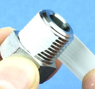 Cut the PTFE tape off and wind the end of the tape tightly around the screw thread.