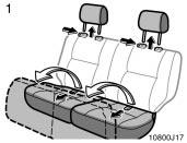 Fold down rear seats BEFORE FOLD DOWN REAR SEAT Stow the rear seat belt and buckles as shown in the illustration.