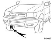(c) Towing with sling type truck Emergency towing From rear We recommend using a towing dolly under the front wheels.