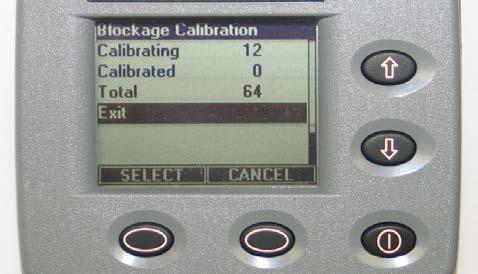 Monitor Blockage Sensing - Continued Blockage Calibration In calibration mode, the module determines the normal seed flow rate for each run.