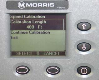Monitor Monitor Settings - Continued Speed Calibration If the operator does not know what the pulses per 400 feet should be, or, if more accuracy is desired for present levels of tire inflation or