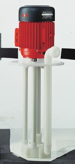 treatment. Construction features Vertical centrifugal immersion pump for stationary application. With a compact design requiring very little head room above the mounting flange.