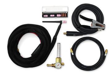 regulator/flowmeter HM2051A-580 Gas hose (regulator to machine) 15-foot (4.6 m) 1/0 weld lead with clamp (work or ground lead) and Dinse connector 310 A Water-Cooled Torch Kit #300 183 25-foot (7.