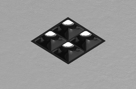 In addition to the planar downlights detailed here, the Clusters family includes linear