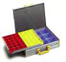 438x343x67 mm (WxxH) Internal solutions with: 2 green, 3 blue, 6 yellow, 12 red boxes. Order no. VL 006 Case with boxes im.
