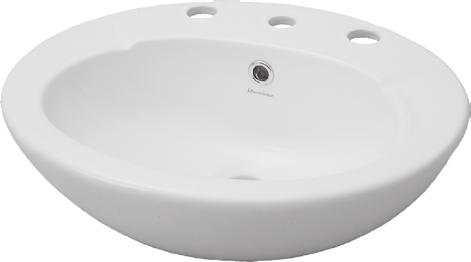 Traditional oval counter top inset vanity basin Twin soap recesses Capacity 4.