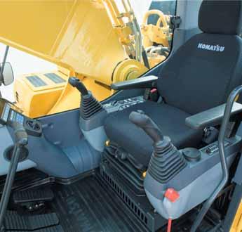 H YDRAULIC EXCAVATOR TOTAL OPERATOR COMFORT Wide, spacious cab The newly designed, wide and spacious cab includes a heated air suspension seat with reclining backrest.
