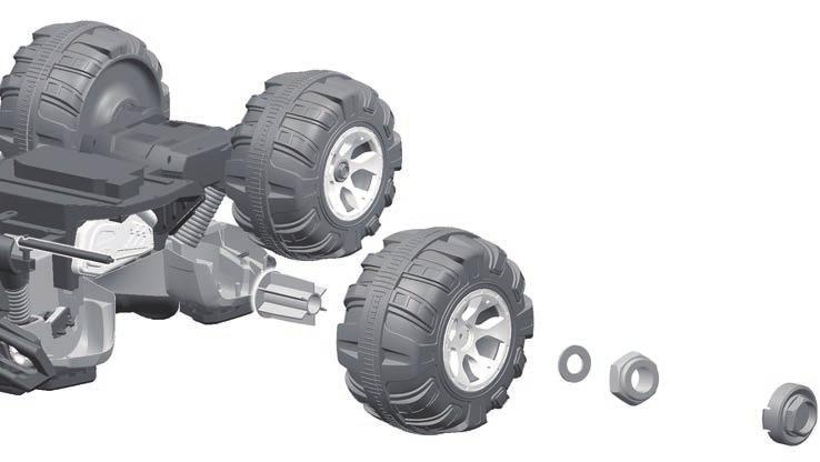 Attach the Front Wheels 12 Front Bottom View Front Wheel 8 Front axle (9) 3 7 4 5 6 1. Remove all the parts from the front axle.