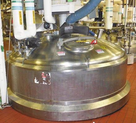 has a Dimple Jacket on the Bottom Head and Straight Side, with Insulation and a 304SS Sanitary Shroud Over the Insulation, 72" Diameter x 102" Straight Side, Welded Dished Top, and Dished Bottom,