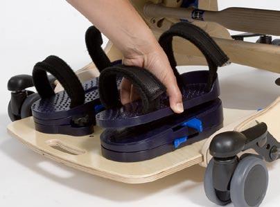 Latch Sandals and wedges are available for positioning the feet on the footboard.