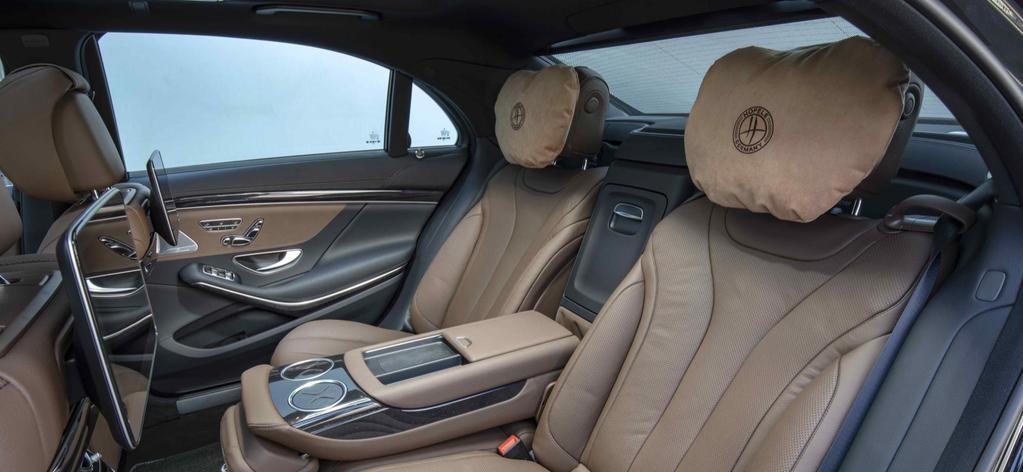 Leather Package for Mercedes-Benz S -class Cushions in Alcantara with HOFELE branding for headrest