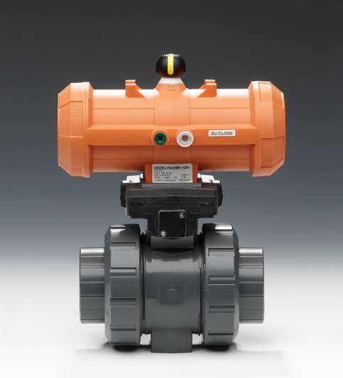 Type 21, 22, 2 Pneumatically Actuated Ball Valve Standard Features Sie /8-4 Material PVC, CPVC, PROGEF Standard, Polypropylene, SYGEF PVF Connection Ends Socket, Flanged, Spigot (PVF and PP only),