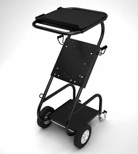 Its tough, black powder coated steel frame and four wheels make the TROLLEY PRO easily manoeuvrable even in small spaces but the two wheel brakes keep it firm and still while you re using it.