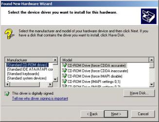 Ensure that Show All Devices is selected and click Next. The Device Driver window is displayed.