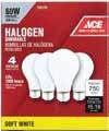 FREE Ace Soft White Energy-Efficient Halogen Light Bulb 4/Pk.