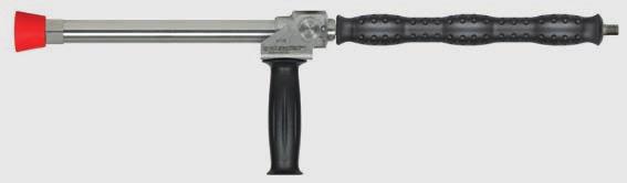 The lateral hand grip makes a stepless adjustment of the water jet during the operation possible. A long casting point jet or a progressive, conical spray jet can be set.