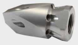 All nozzles are equipped with replaceable hardened stainless steel rear and Applications:» Penetration of completely clogged pipes» Opening of root masses» Opening of frozen pipelines» Hydraulic