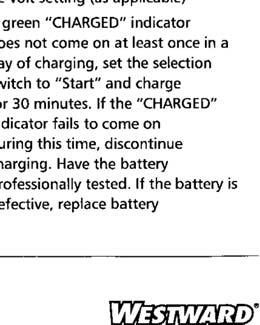 BATTERY CHARGER OPERATING INSTRUCTIONS (WESTWARD MODEL JYVA) (CONT D) Battery Charger