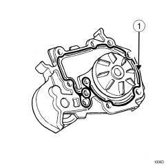 Water pump: Removal - Refitting K4J K4M a Apply at (1) a bead of RESIN ADHESIVE (see Vehicle: Parts and ingredients for the repairwork ) (04B, Consumables - Products) 0.6 mm to 1 mm wide.