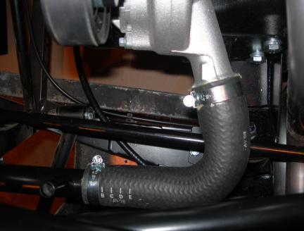 1) 5.2 8 Push the remaining end of the hose onto the upper hose of the radiator secure with the remaining jubilee clip.