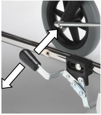 CAUTION. To prevent damage, the brake control levers provided with a plastic knob must only be used with their hands.