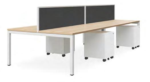 Tek 30 Screen PLAZA LINEAR WORKSTATION (Lead Time Apply 1-2 Weeks) *For Chair Options - Refer to page 22* Top: Melamine 25mm Thickness Tek 30 Screen: 32D x 500H - Charcoal Fabric (Included) SHAPE