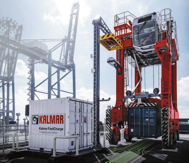 Picture 3. Kalmar FastCharge system. Charging of onboard batteries has to be quick and needs to take place along the natural route of the machine.