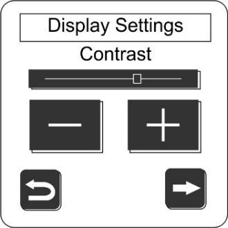 Press then select Settings. Press Display Settings. Step 2: Press the right arrow to toggle between brightness and contrast screens. Use the slider for the backlight, and +/- buttons for contrast.