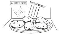 When the food is cooked, water vapor is developed. the sensor "senses" the vapor and its resistance increase gradually.