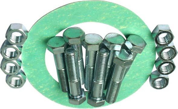 PIPING PRODUCTS FLANGE BOLT ACCESSORIES NUT, BOLT, GASKET S* Non-Asbestos Gaskets Material: ASTM F Line Call Out: F70A9BE22KM Color: Green Thickness: / Min. / Max. Temperature: - F / 00 F Max.
