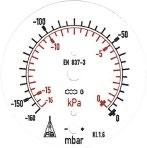 Dial Dial inscriptions, pressure ranges, dial spacings as well as dial markings are implemented according to EN 837-3.