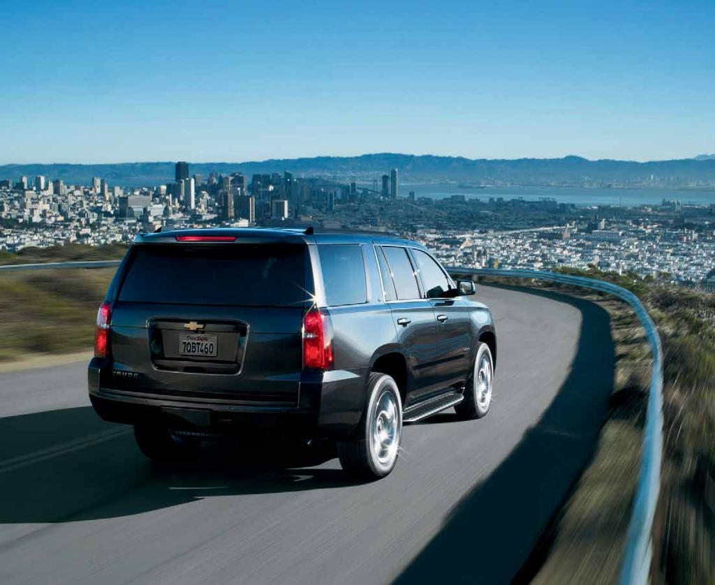 3 55 HORSEPOWER 383 LB.-FT. OF TORQUE 2 3 M EXPECTED BEST-IN-CLASS HIGHWAY FUEL ECONOMY 1 PG Tahoe LT in Tungsten Metallic with available features.