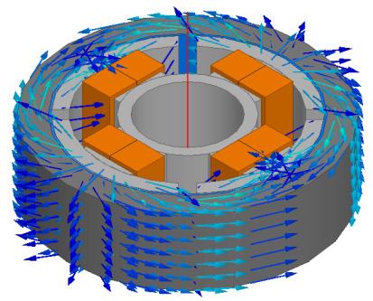 Fig. 4 shows the magnetic field in damper piston.