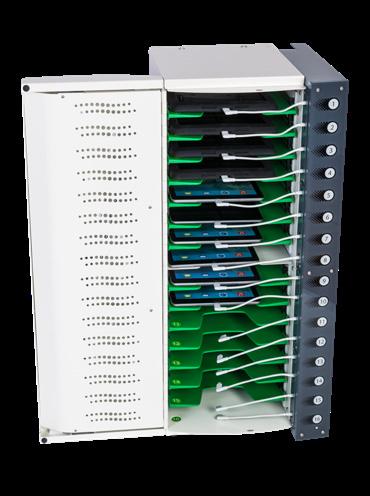 GRATNELLS POWER TRAY Stores and charges up to 10 devices per tray with USB charging system.