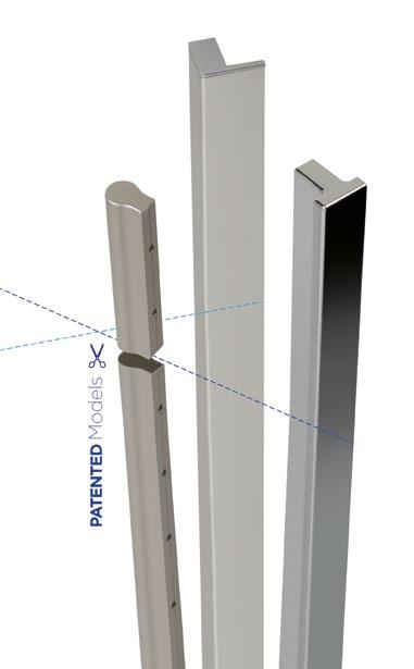 Asas ALUMINIO ANODIZADO Anodized Aluminium Handles Todos los modelos pueden ser fabricados en cualquier medida in situ. Barras de 2 metros remachadas a distancia entre centros de 64 mm.