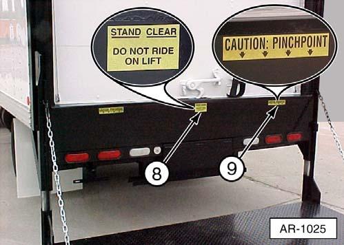 Decals AR N ING DANGER Make sure all decals are attached to the liftgate and/or truck and are legible at all times.