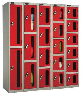 CLEAR DOOR LOCKERS CLEAR VIEW LOCKERS BODY COLOURS SMOKE WHITE RAL 9002 ANTI STOCK THEFT STRENGTH AND VISIBILITY These Clear View Lockers offer a very sturdy and secure solution to those environments