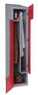 double coat hook and shelf. These lockers are manufactured with a steel body and solid laminate doors.