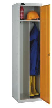 Identical in overall size the Uniforms Locker has three handy shelves to one side of the partition.